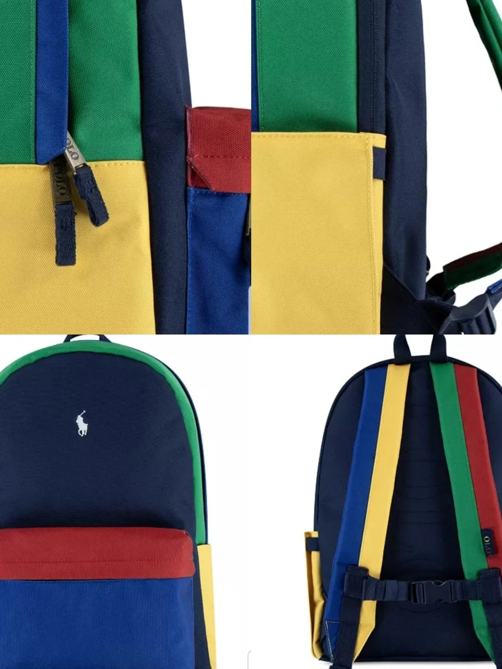 NEW! Polo by Ralph Lauren Navy, Blue, Green & Red Colorblock Backpack NWT